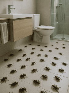 Infestación de cucarachas en baño doméstico