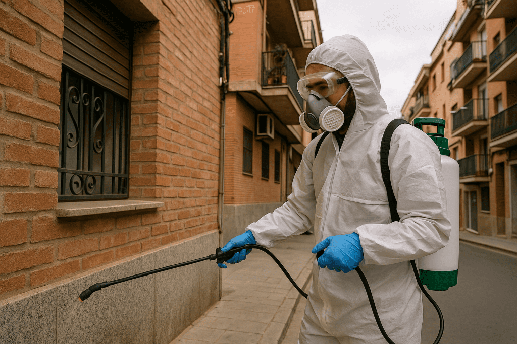 Técnico realizando control de plagas en Santa Coloma de Gramenet