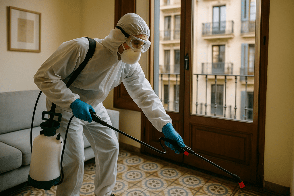 Técnico especializado eliminando cucarachas en Badalona | Servicio profesional certificado