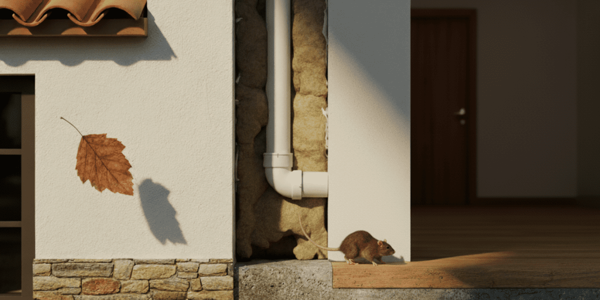 Banner mostrando los puntos de entrada de roedores en una casa típica del Maresme.