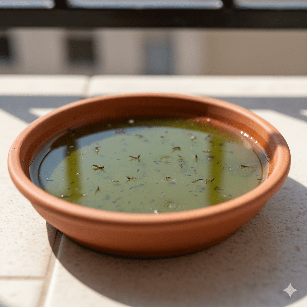 Primer plano de un mosquito tigre (Aedes albopictus) sobre la piel